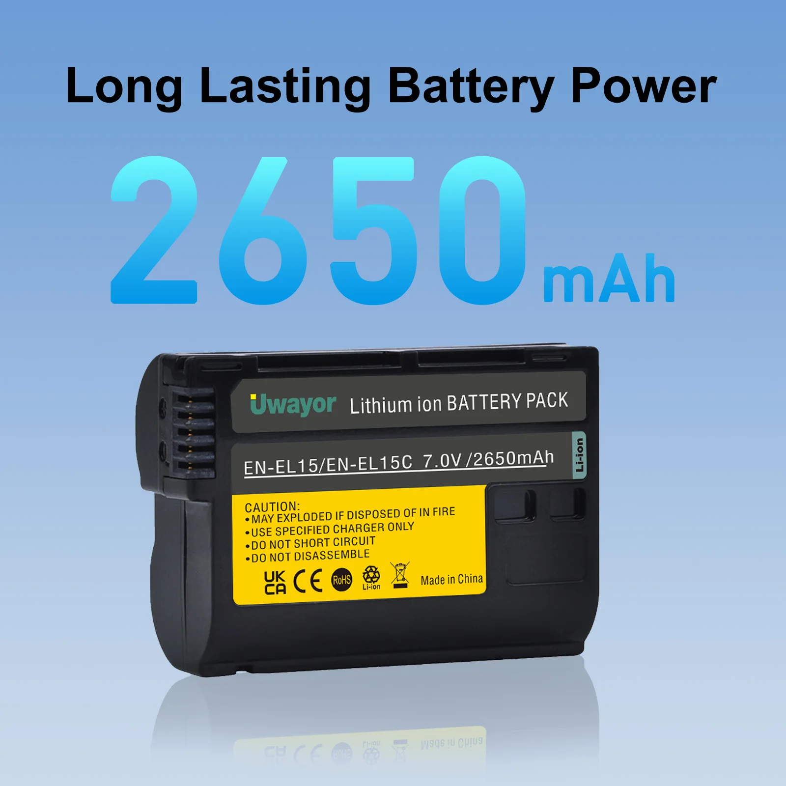 2650mAh Uwayor ENEL-15/ENEL15C Battery with USB Dual Slot Charger Compatible with Nikon D500 D750 D800 D850 Z5 Z6 Z6 II Z6 III