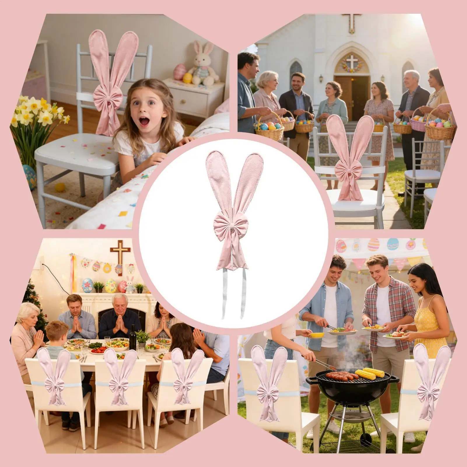 

Ленты для стула, пасхальный реквизит, дизайн с кроличьими ушками, украшение для стула для вечеринки с эластичными ремнями для домашнего ресторана, мебель