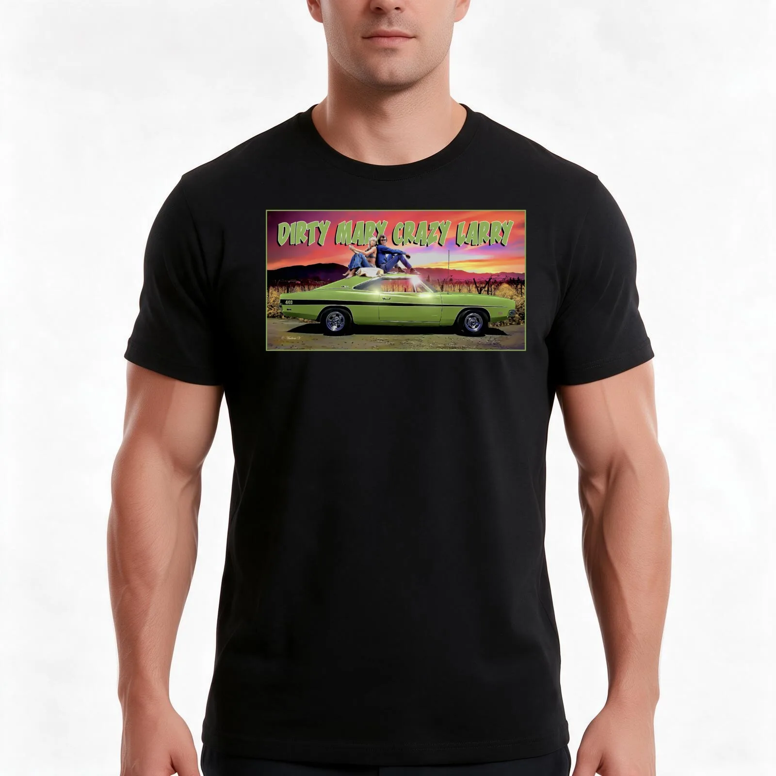 Dirty Mary Crazy Larry T-Shirt, Summer Casual Cotton Tee, Oversized Streetwear Tops, Vintage Graphic Print, Unisex Men Women