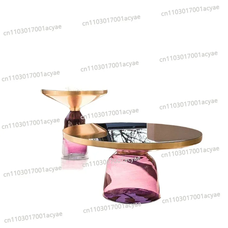 Reception Nordic Glass Round Coffee Table Combination Living Room Creative Side Table Transparent Light Luxury Coffee Tables