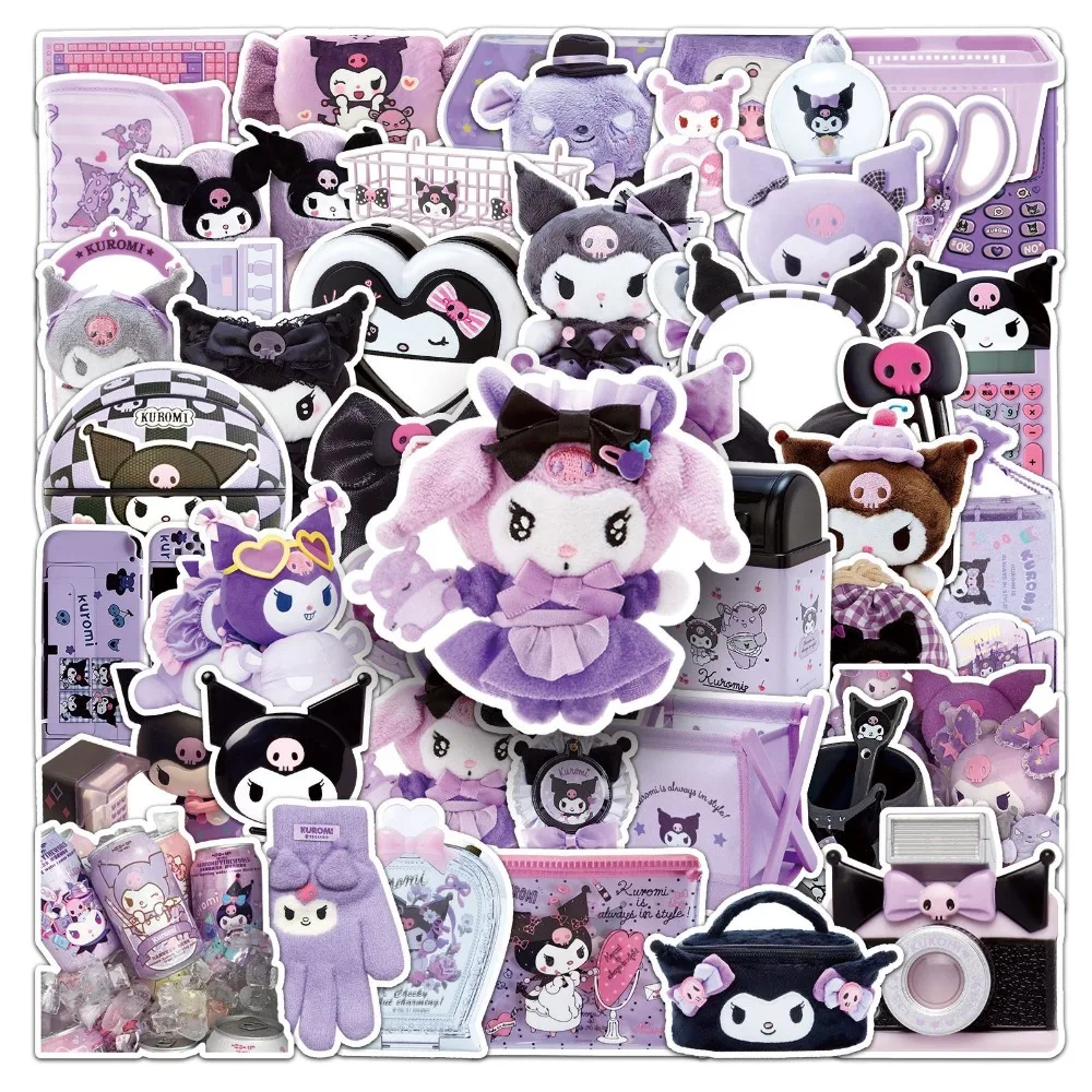 50 Pegatinas de Kuromi de Sanrio, Diseño de Conejo Morado, Anime Kawaii, para Decorar Laptops, Teléfonos y Cuadernos