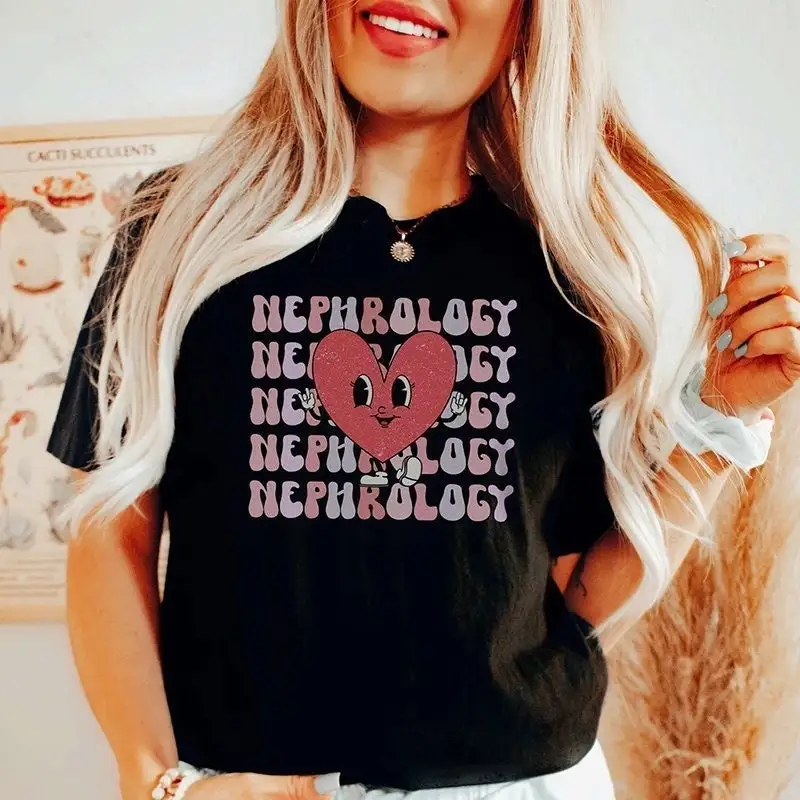 Retro Nephrology Valentine'S Day T Shirt Funny Kidney Nurse Rn Tech Vday Nephrologist Clinic Love