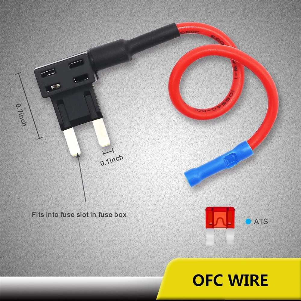 10 Pack 12V Car Add-a-Circuit Fuse Tap Adapter Micro ATS Blade Fuse Holder with 10pcs 10A, 20A Fuses Micro Size 12V Fuse holder