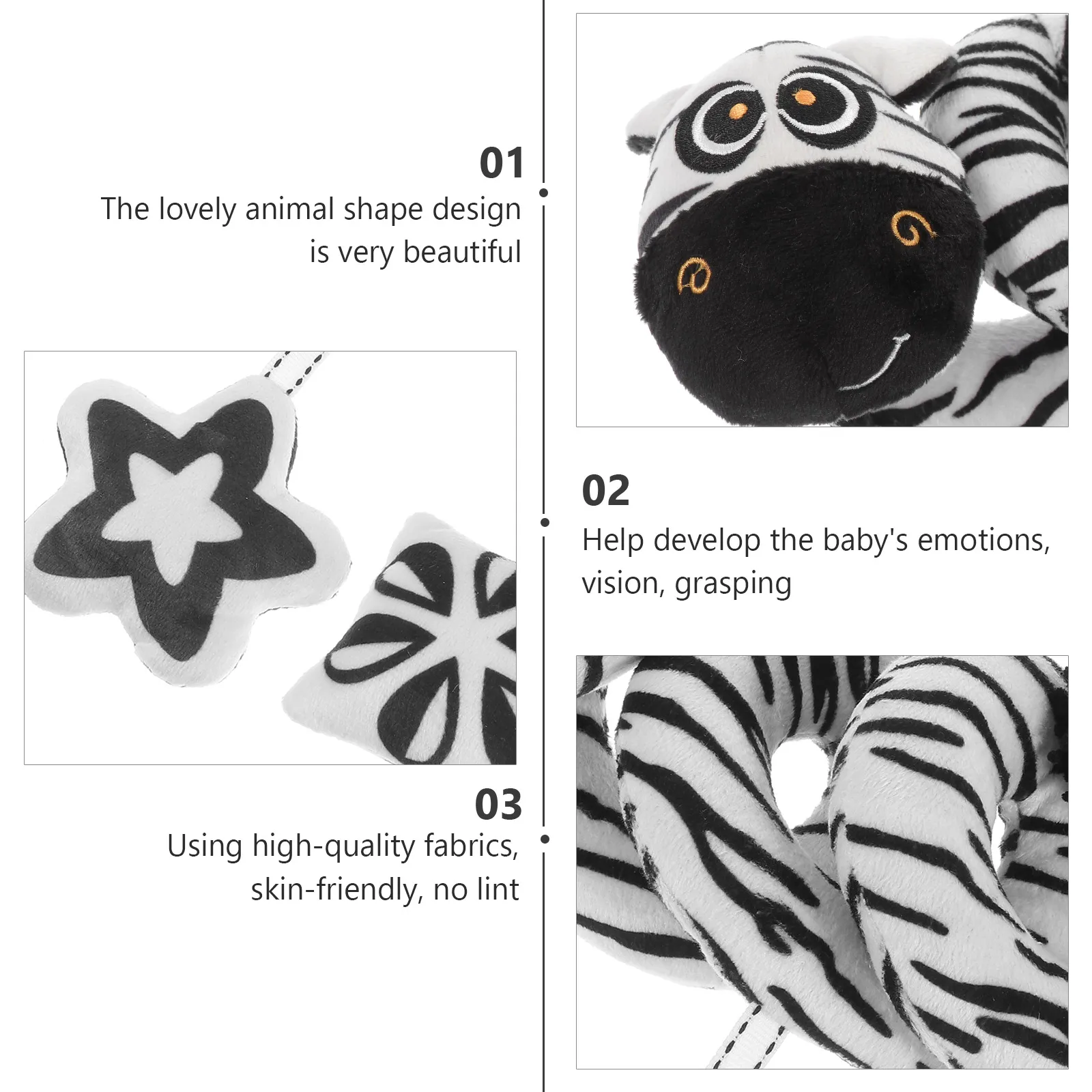 

1pc Baby Bed Hanging Stroller Crib Spiral Rattle Cloth Animal Plaything Interactive Early Education Cot Pendant Skin-Friendly