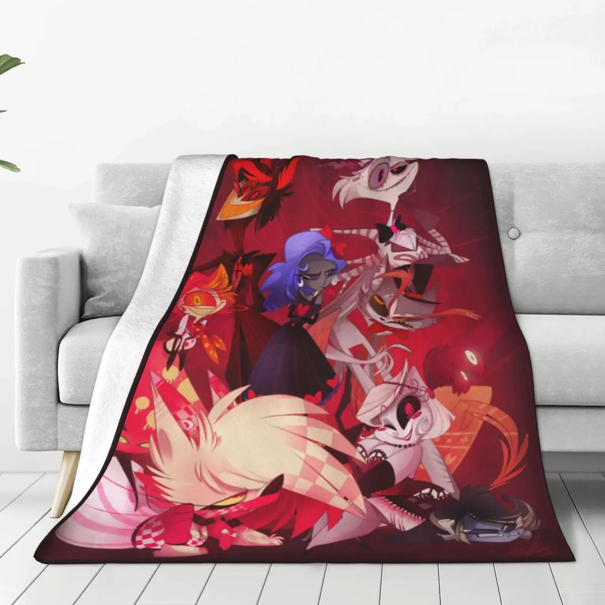 Original Hazbin Hotels Cast Blankets Alastor Demon Plush Funny Warm Throw Blanket for Bedspread Winter