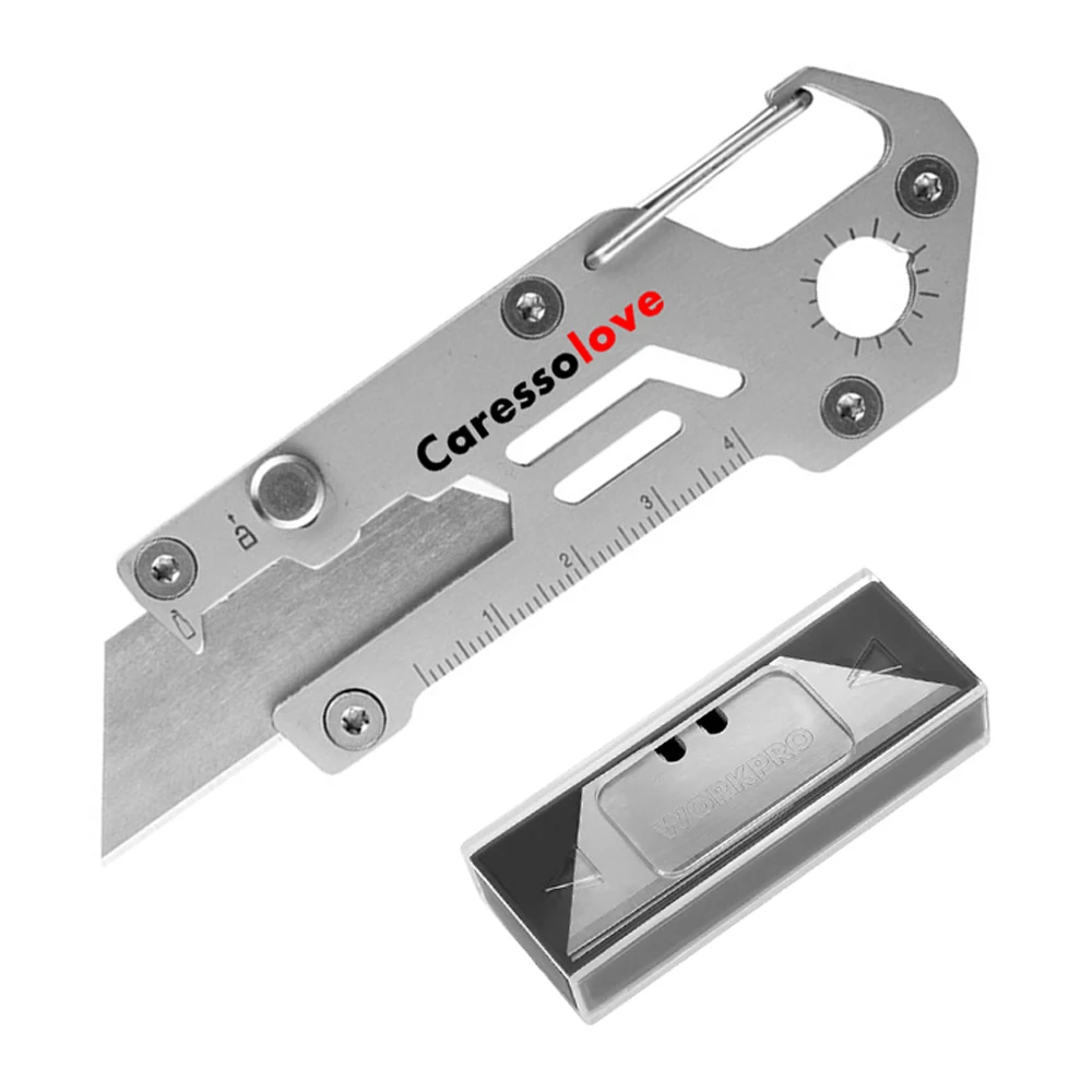 Silver Folding Utility Pocket Knife Lâmina de Troca Rápida Cortador de Caixa de Papelão Inclui 10 Lâminas Extras em Retrátil