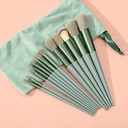 13 Pieces of New Green Makeup Brush Set Eye Brush Concealer Brush Powder Blusher Powder Brush Eyebrow Brush