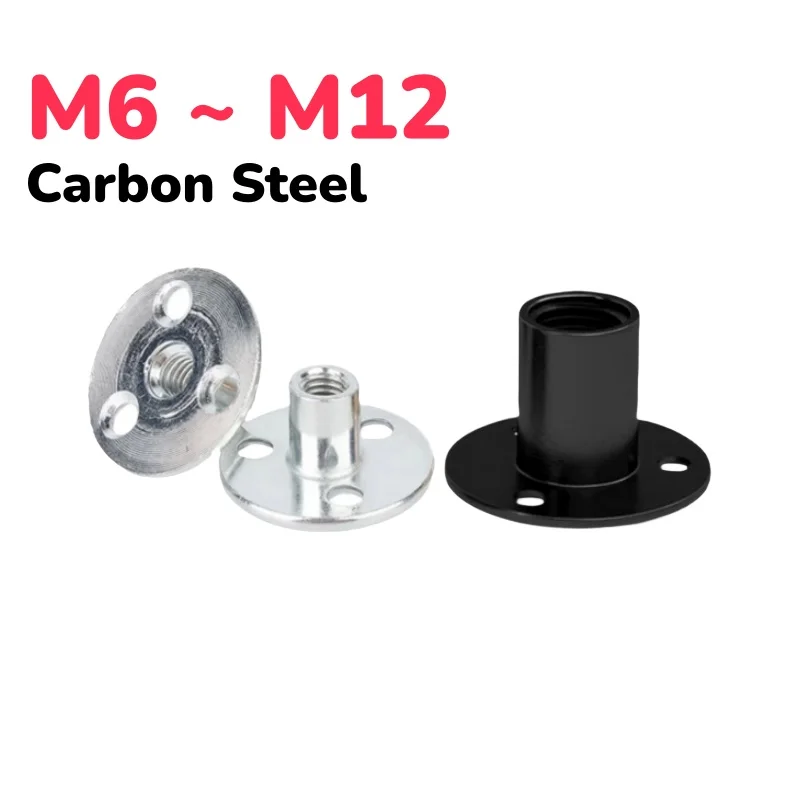 

White/Black Galvanized Carbon Steel M6 M8 M10 M12 Hree Holes Flange Coupling Nut Sofa Foot Furniture Lock Nuts