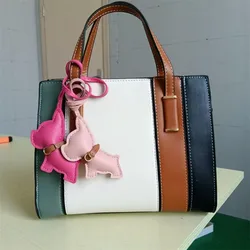 Cute PU Leather Keychain Cartoon Puppy Charm For Women Girls Bag Christmas Tree Pendant Handbag Hanging Decoration