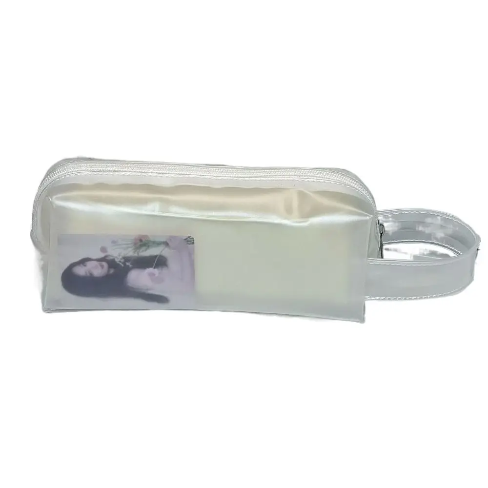 INS Sea Salt Cheese Pen Bag Large Capacity Removable Stationery Bag Translucent Portable Pencil Case Students Use