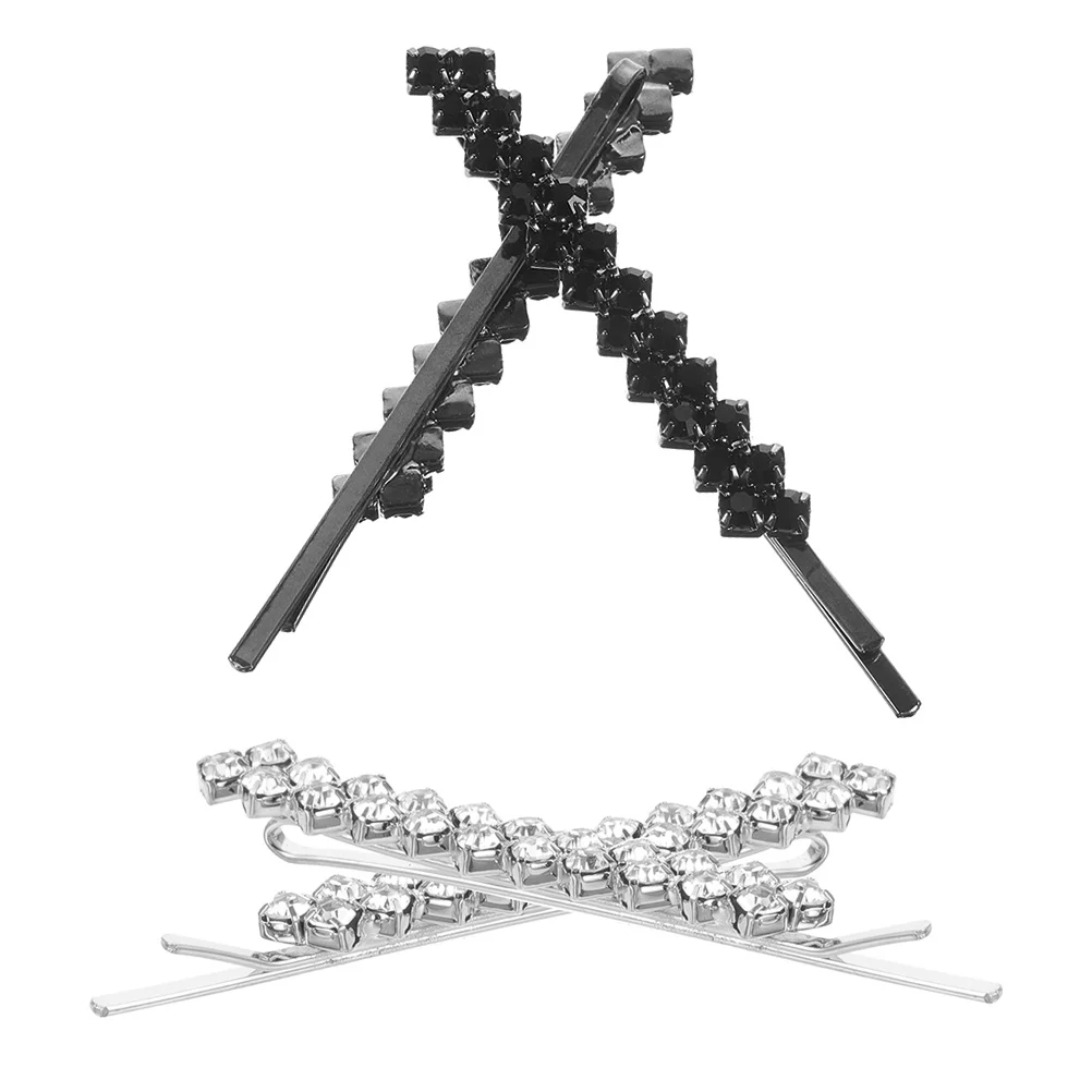 

4 Pcs Rhinestone Hair Clip Jeweled Clips for Women Accessories Rhinestones Alloy Pins