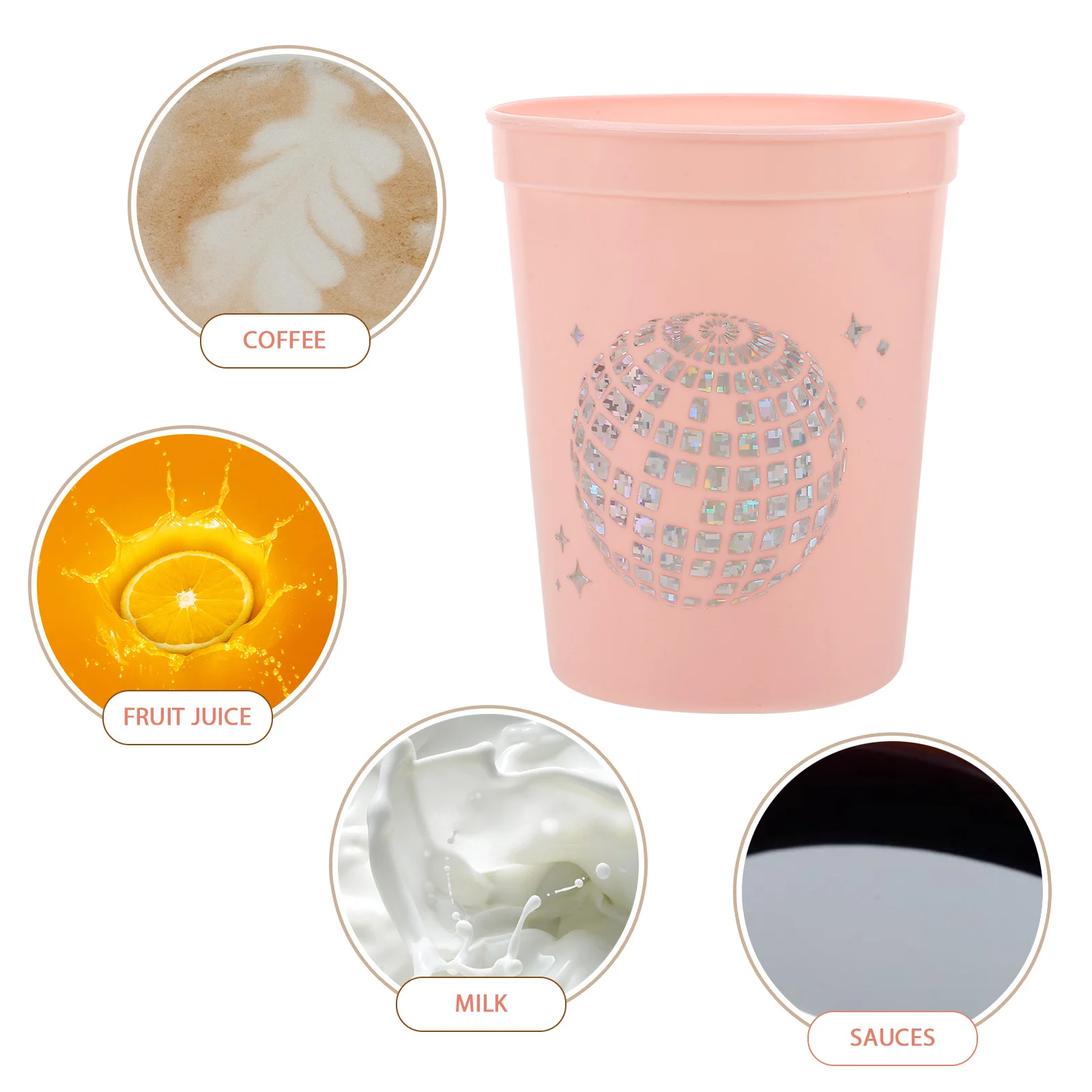 

6Pcs Plastic Drinking Cups Party Reusable Unbreakable Beverage Cups Wedding Supplies Party Beverage Cup