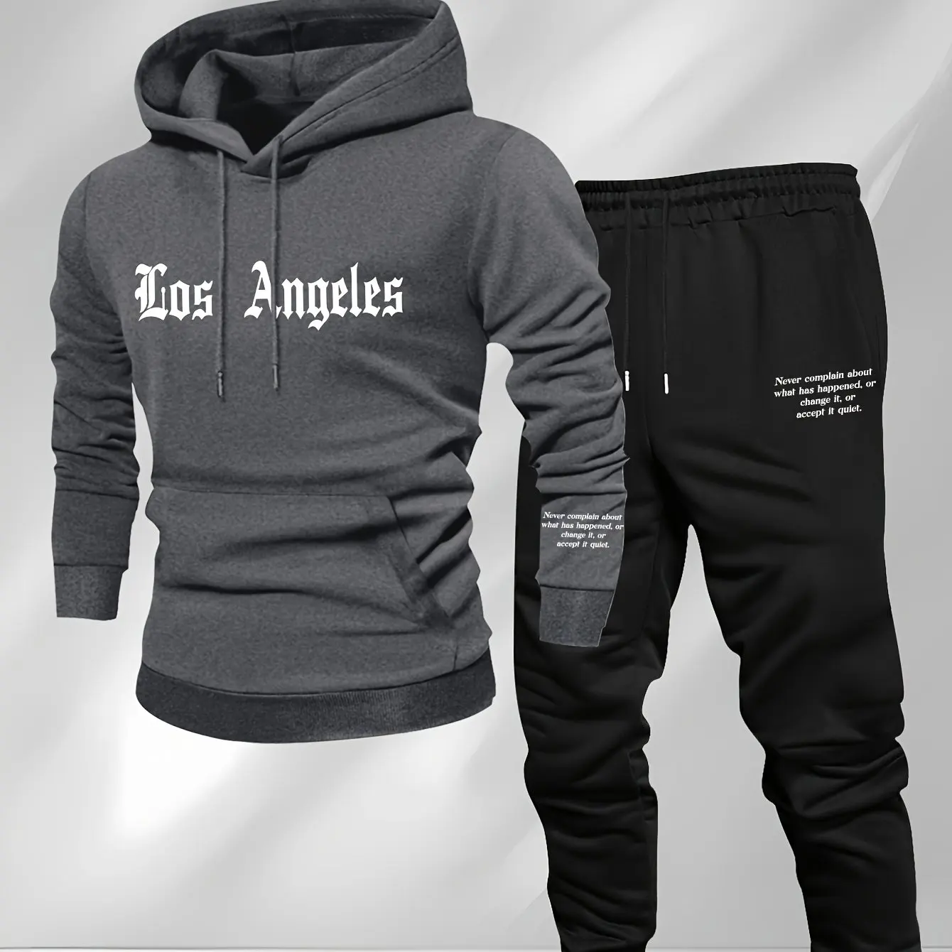 

Men's fall/winter sports casual set trendy American streetwear multi-purpose printed coat men's clothing top and pants complete