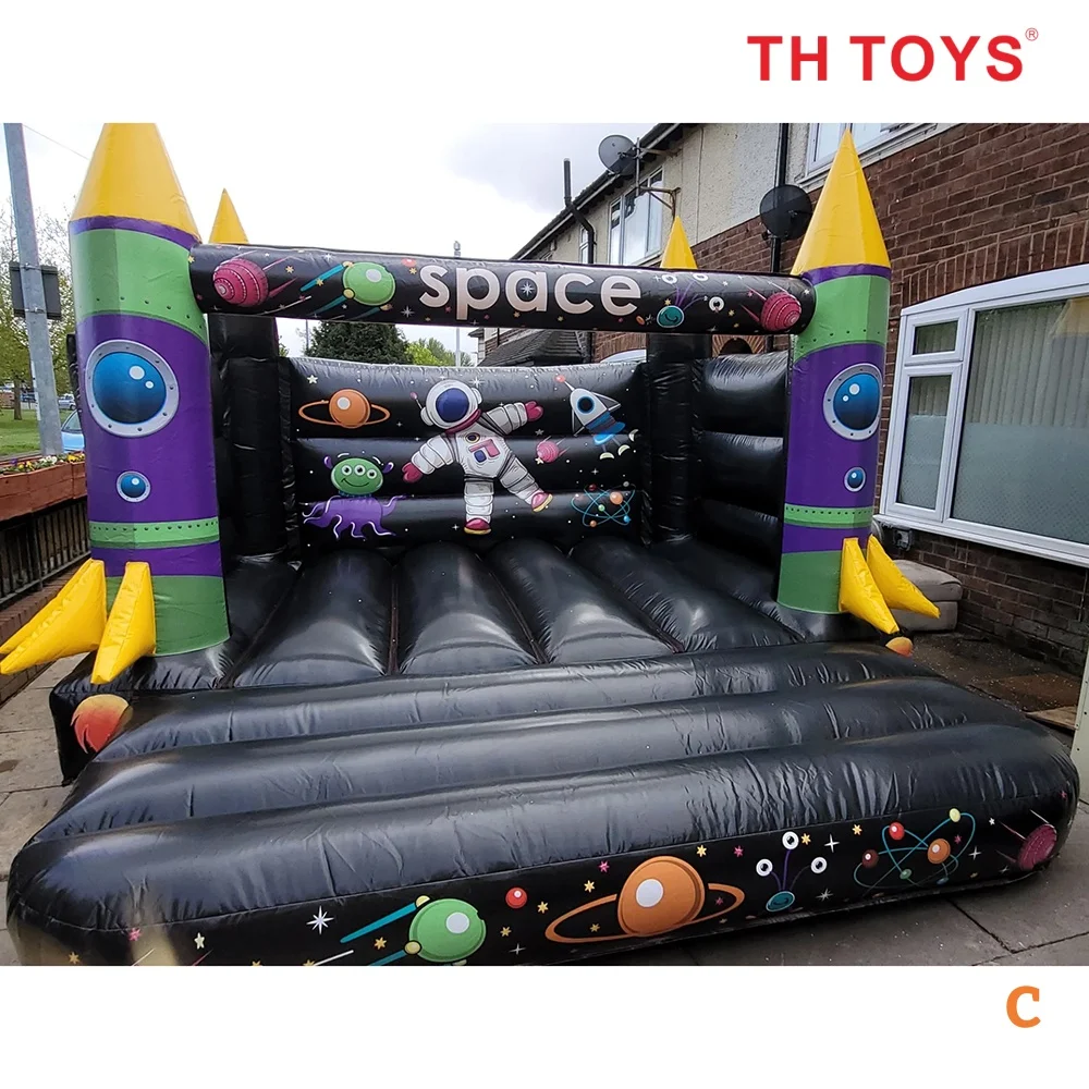 4x4m 13x13ft Astronaut Space Rocket Opblaasbaar springkussen op maat ruimtevaarder springkasteel