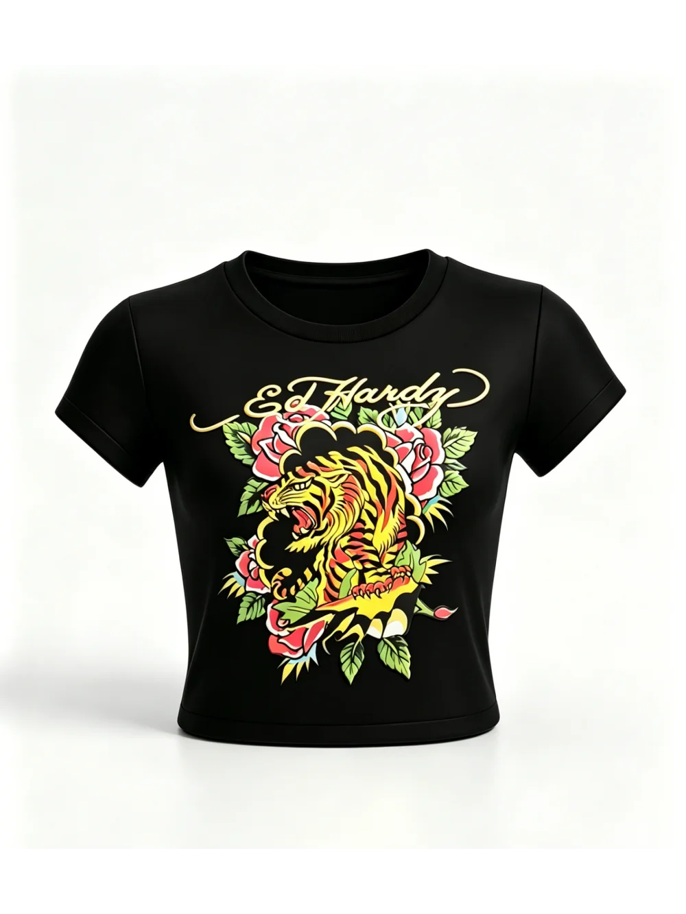 2026 new American retro summer tiger print short sleeved round neck spicy girl top street punk trend niche casual versatile ins