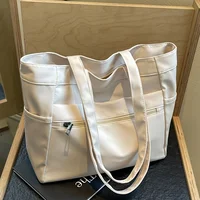 Nuevo Bolso de hombro para mujer, bolso de mano de gran capacidad con múltiples bolsillos, bolso de mano de lona Simple para ir al trabajo