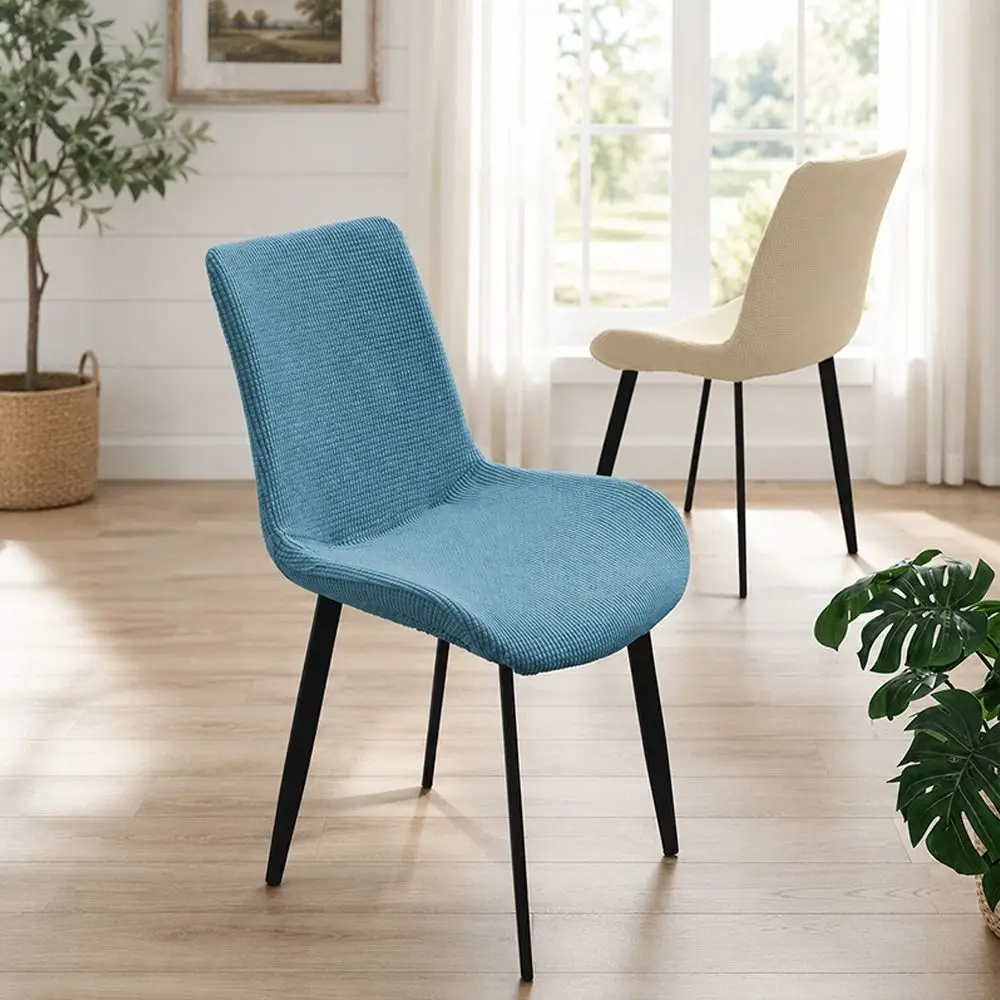 Modern High-elastic Dining Chair Cover Curved Soft Stool Slipcover Jacquard Dustproof Integrated Seat Cover for Home Decoration