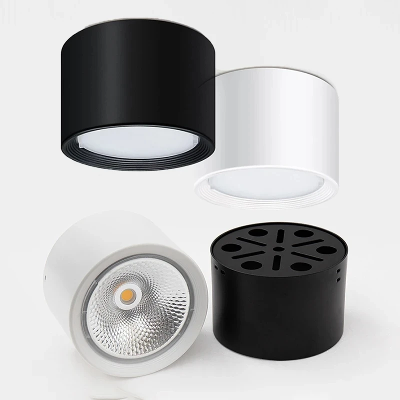 Faretto da incasso a LED 12W 15W montato su superficie plafoniere dimmerabili 5W 7 w9w cob faretti a led plafoniere illuminazione bianco nero