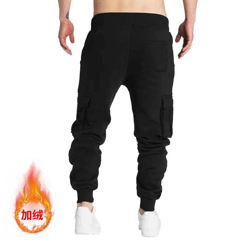New Men Casual Sports Drawstring Spliced Cargo Pants Sheath Pencil Pants Ankle Length Pant Spring Skinny Patchwork Pockets Male