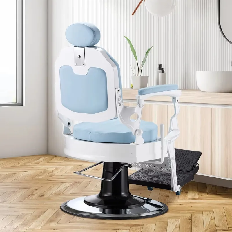 

New Design Barbershop Styling Chairs Hairdressing Hydraulic Blue Barber Chair Nail Salon Customer Chair