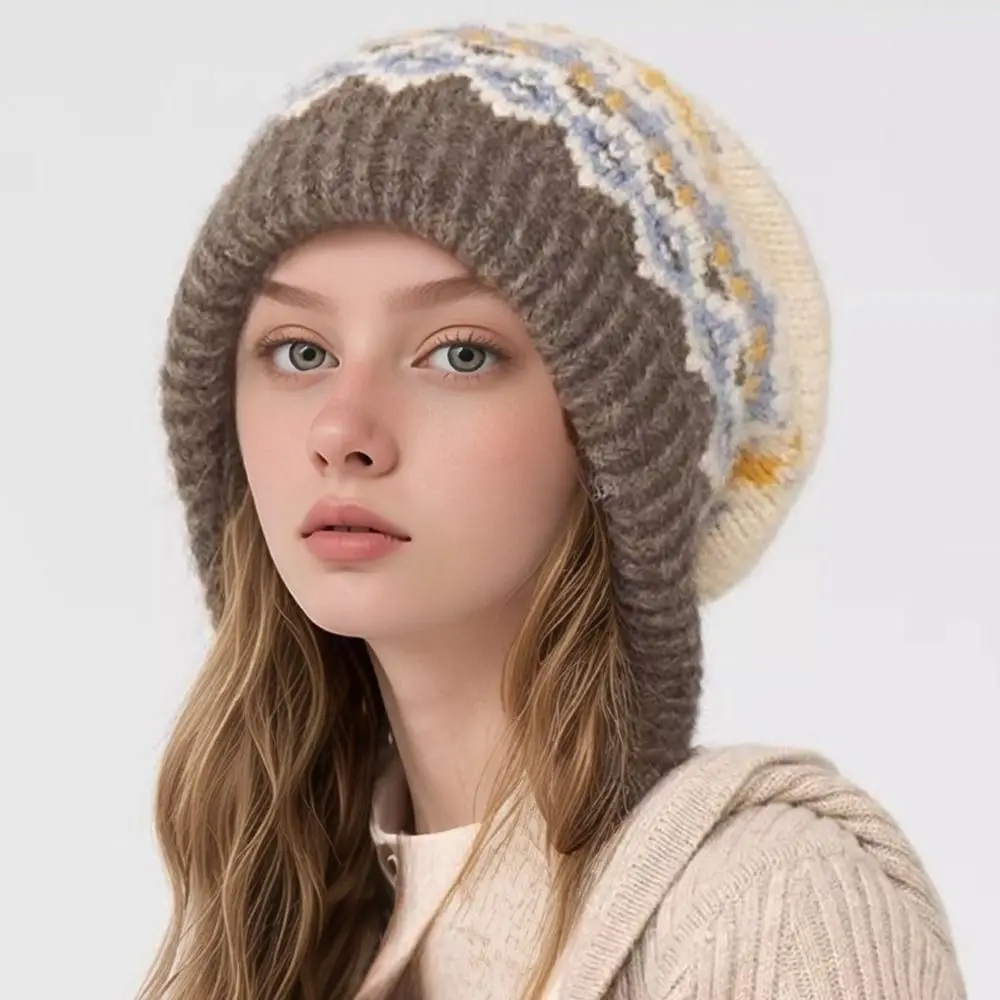 

New Pompom Warm Hat Knitted Cold Proof Beanie Cap Windproof Thickned Ear Protection Hat Winter
