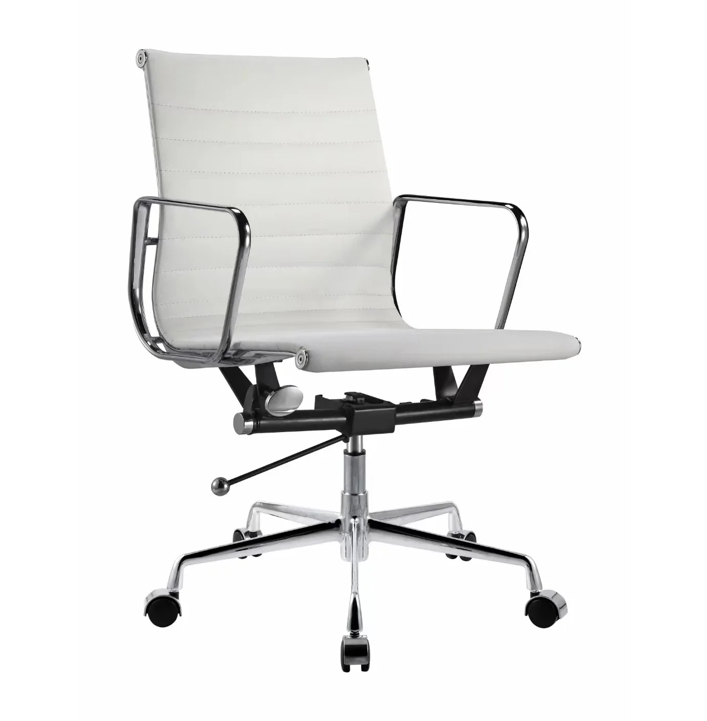 Luxury modern aluminium frame chair swivel white conference chair low back most hot PU leather office chairs