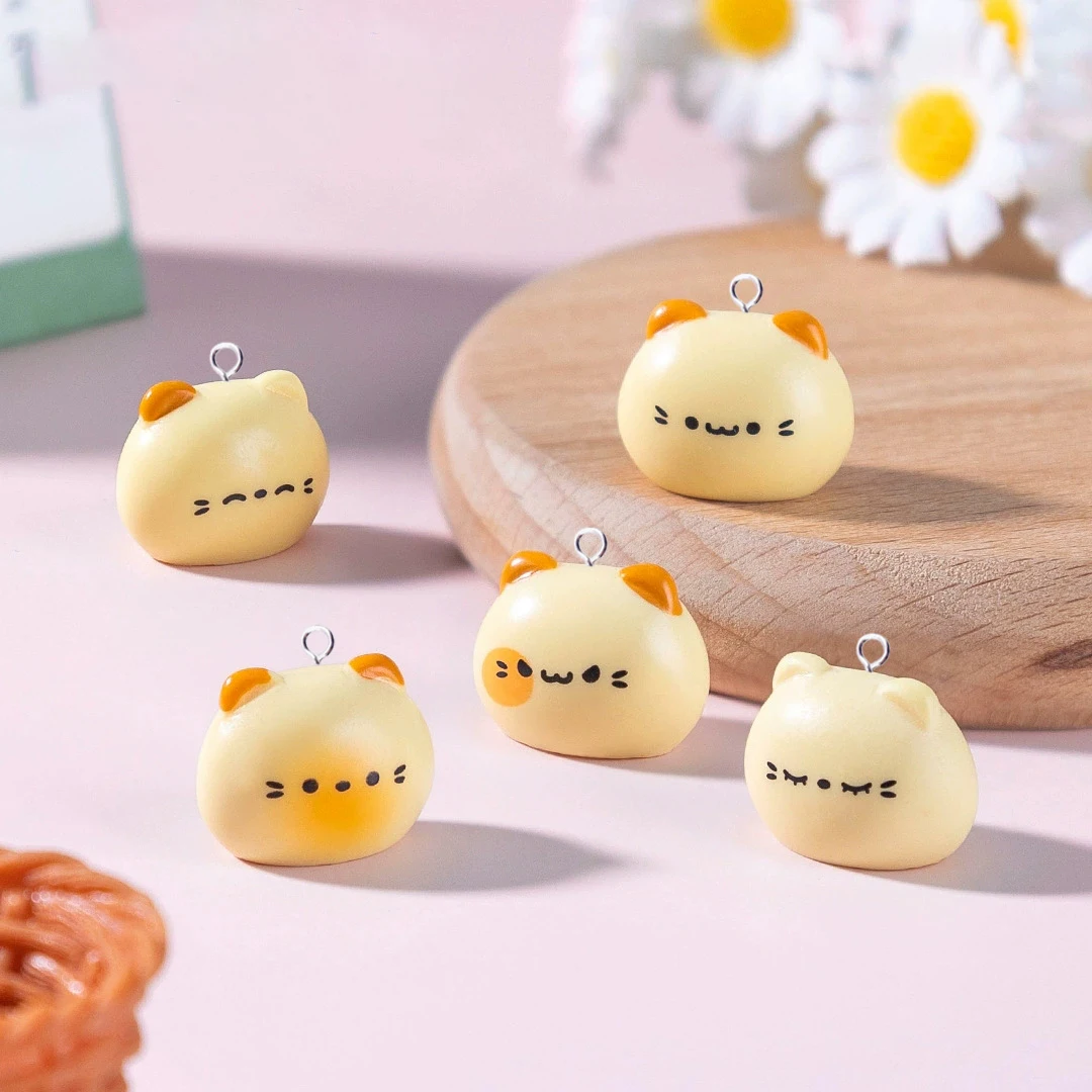 10pcs Kawaii Resin Cat Head Charms Handmade Animals Pendant for Jewelry Making Findings Diy Earrings Keychain C754