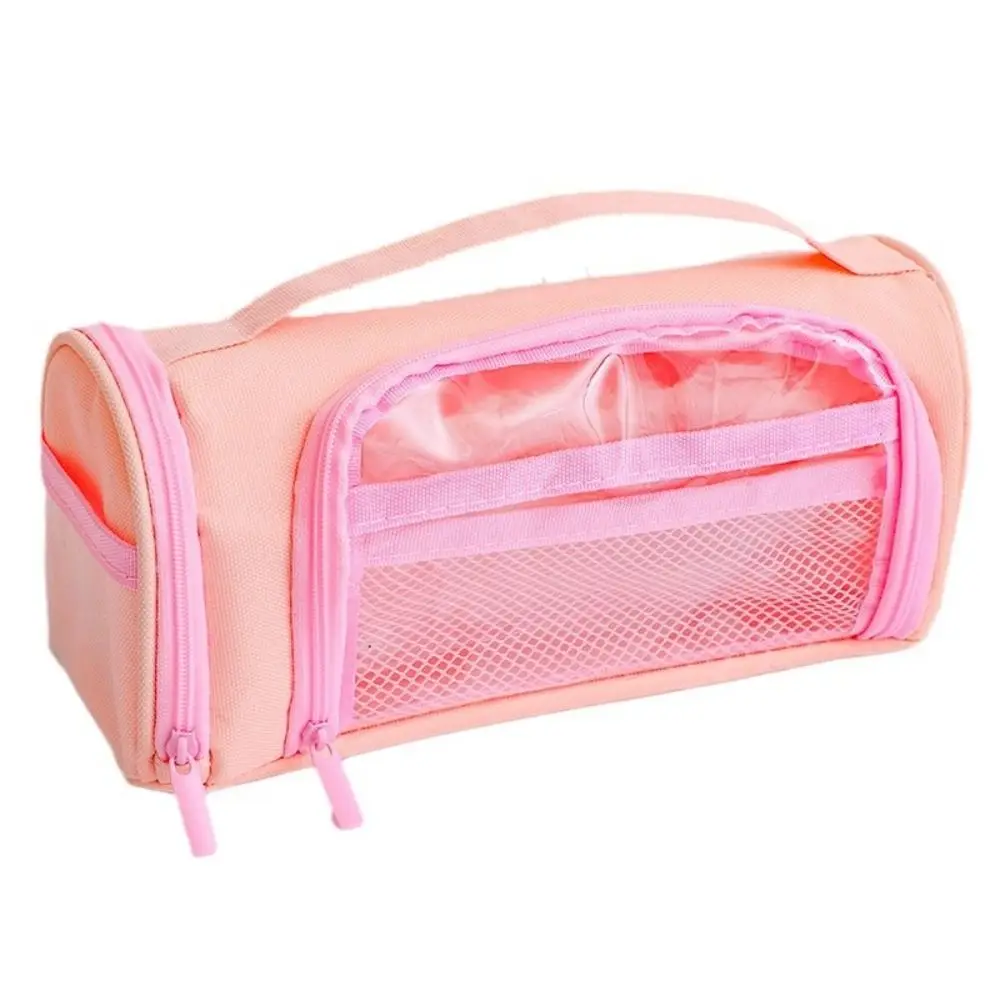 Canvas Transparent Pencil Case Dirt Resistant Multi-functional Large Capacity Pencil Bag Simple Korean Style Zipper Pencil Case