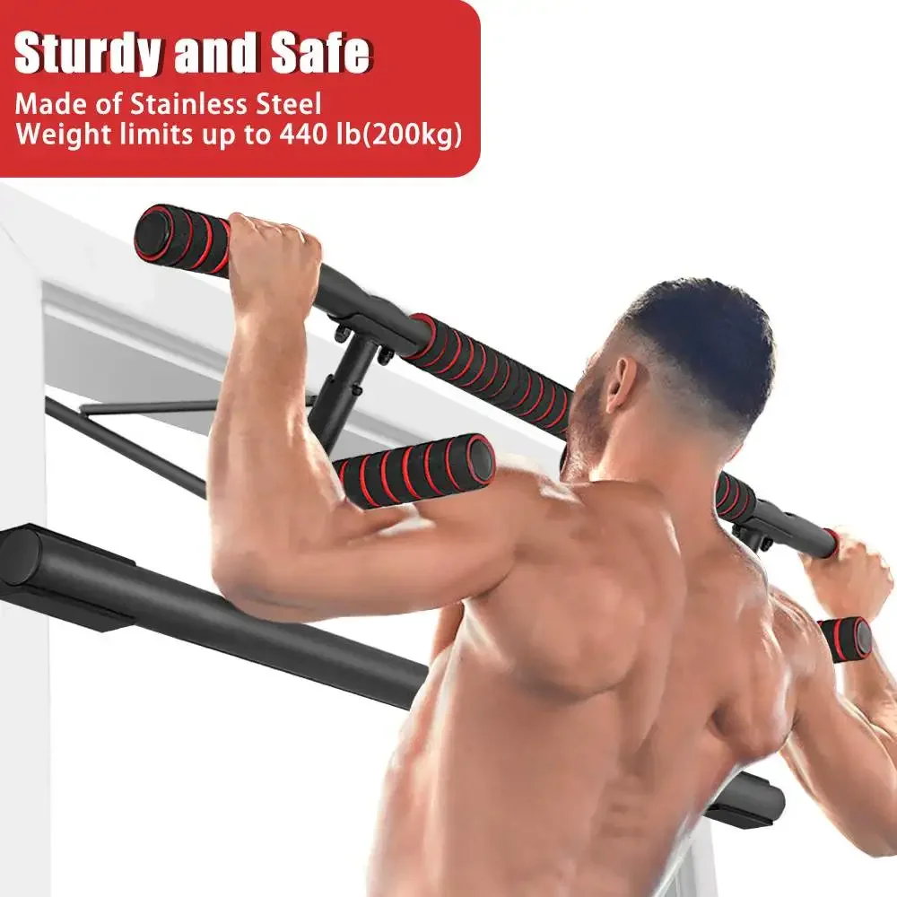 Wall Mounted Pull Up Bar Heavy Duty Chin Up Bar Horizontal Bars Multi-function with Wristbands Home Gym Fitness Exercise