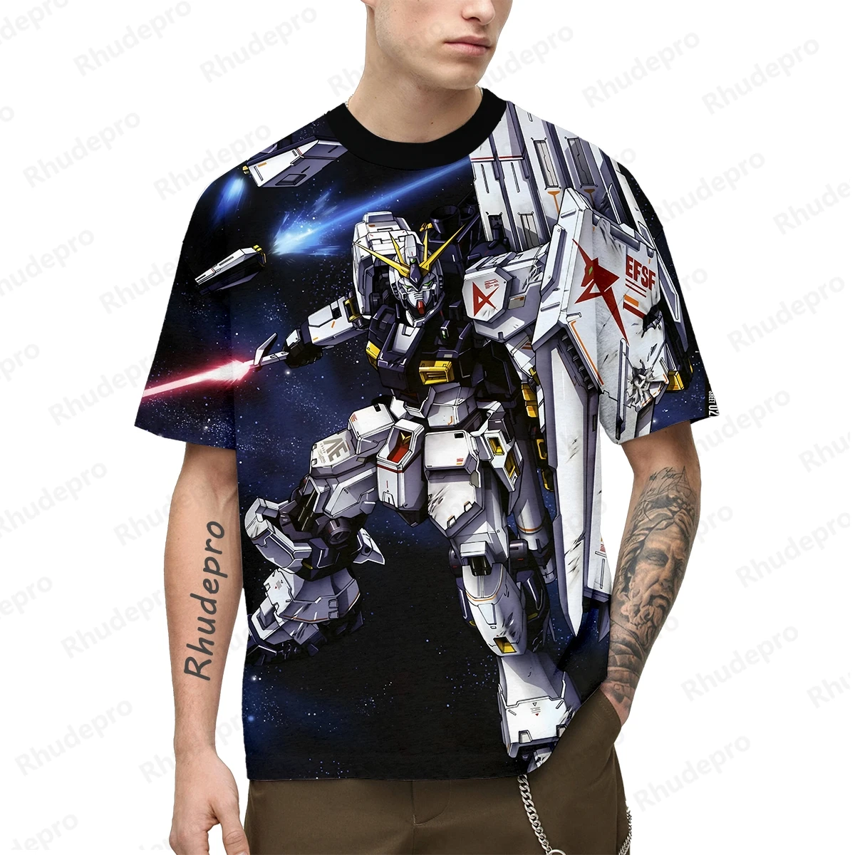 Camiseta Gundam estilo Harajuku masculina, modelo Y2K, camiseta de ginástica para cosplay, tops estampados em 3D, streetwear casual, manga curta,