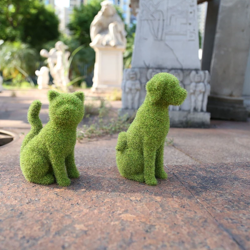 

Flocking Puppy Garden decor Cute dog statuettes Green grass simulation decorations Mossy animal figurines Garden decorations