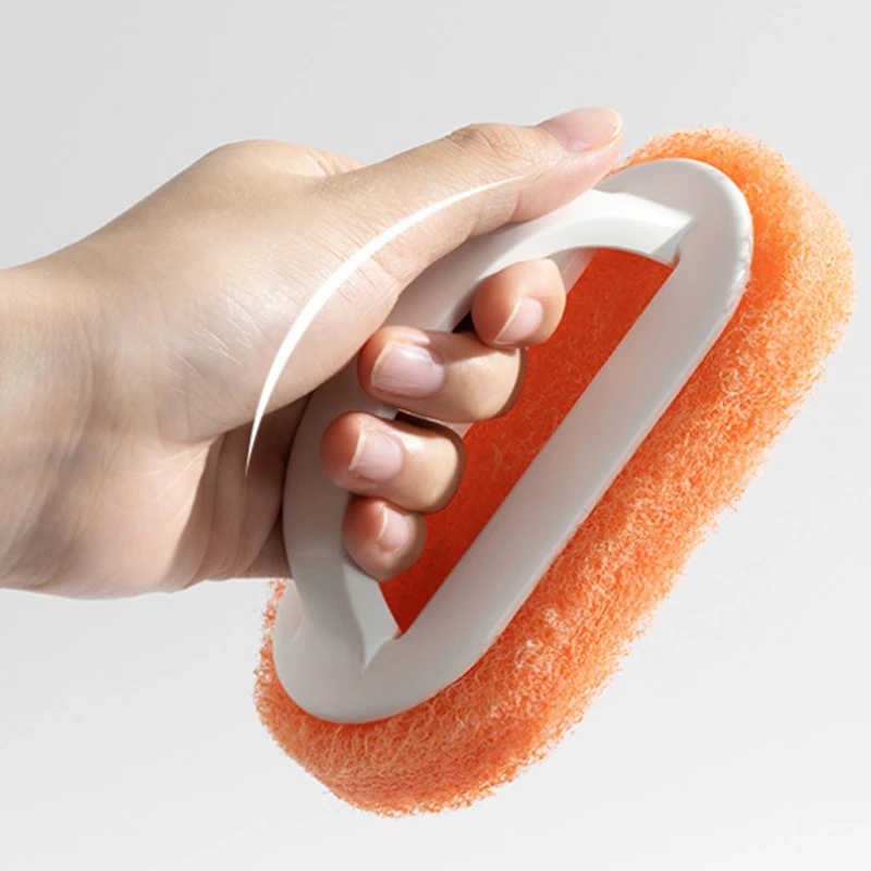 AEE3-Kitchen Cleaning Bathroom Toilet Glass Wall Cleaning Bath Brush Plastic Handle Sponge Bath Bottom Bath Brush