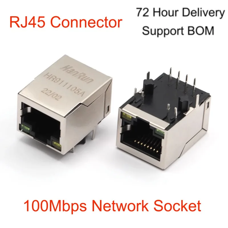 

RJ45 Connector HR911105A Network Isolation Transformer with LED light And filter 100Mbps Network Socket HY951180A