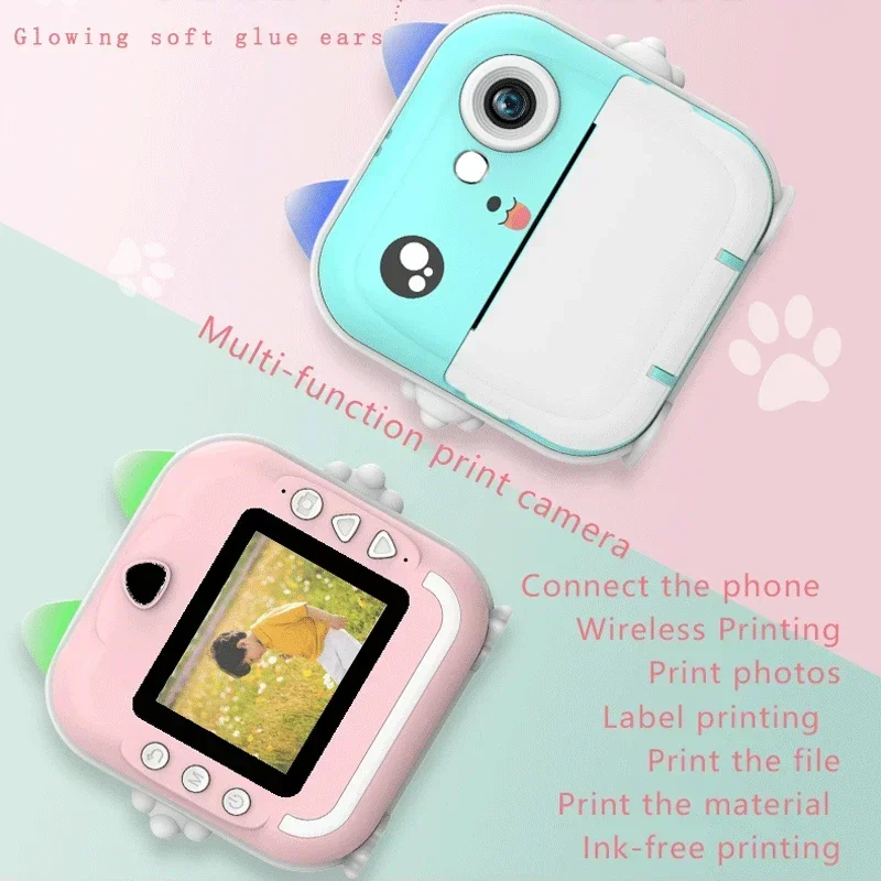 Digital Children Camera For Photography Instant Print Photo Kids Camera Mini Thermal Printer Video Educational Toys Gift