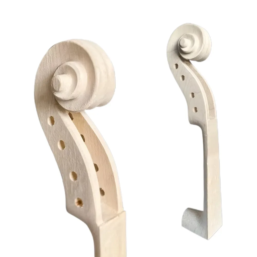 Unfinished Violin Neck with Scroll 4/4 3/4 1/2 1/4 1/8,Unvarnished Fiddle Neck Blank,Violin Maker Peg Box Wood Parts Accessories