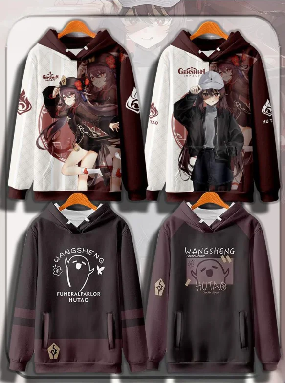 Game Genshin Impact Hu Tao Cosplay Hoodies Male 3D Print Anime Sweatshirts Men Women Pullover Coat Oversized Harajuku Y2k Hoodie