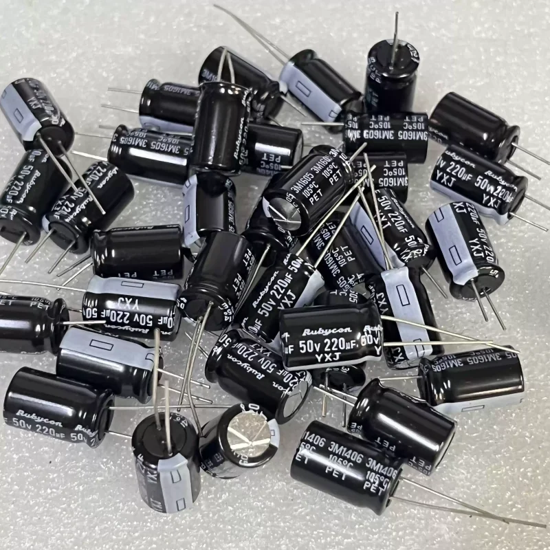 10pcs Original packaging: Japanese Ruby RUBYCON YXJ series 50V 220UF straight cut electrolytic capacitor