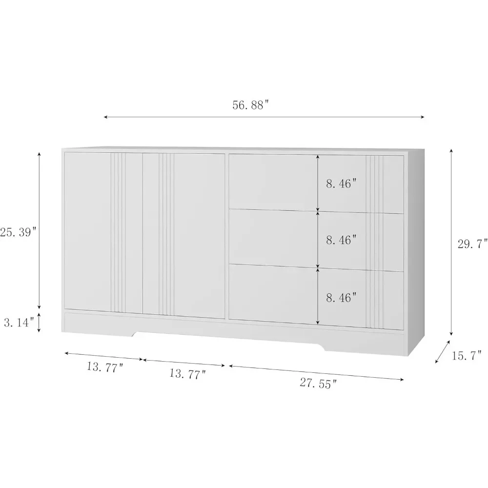 Sideboard Buffet Cabinet with Ample Storage, Featuring Drawers and Doors, Ideal for a Modern Kitchen or Coffee Bar Setup