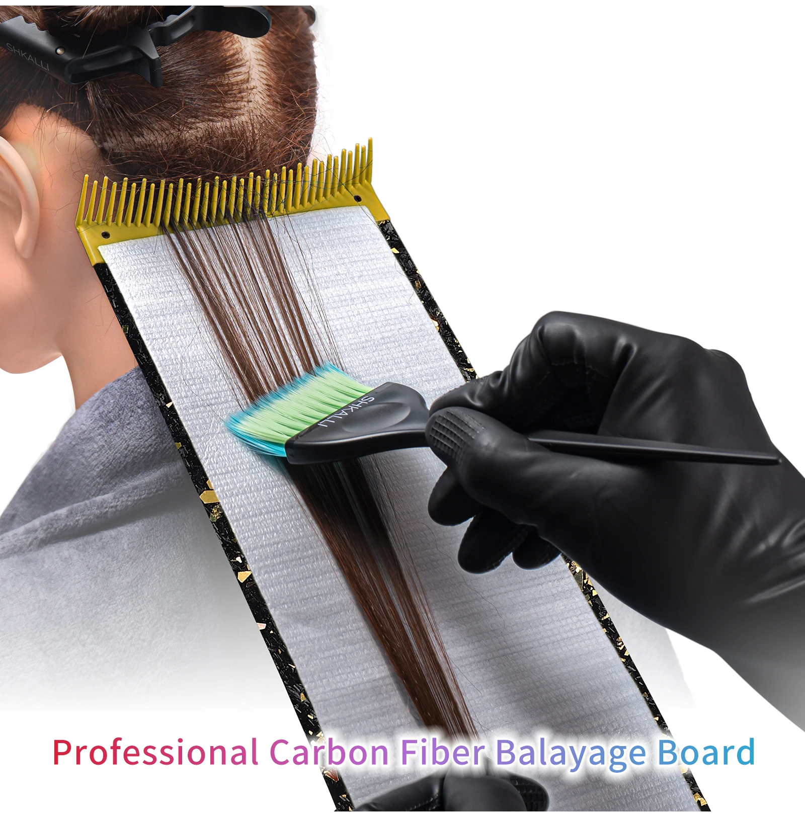 SHKALLI Carbon Fiber Highlighting Board with Comb Teeth Hair Dyeing Board Styling Accessory for Hairdressers Coloring Tool