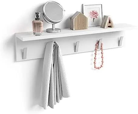 

, Wall Coat Hanger, Rachele, 31.49 in, Matt , 31.5" x 5.9" x 6.6 ", Laminate-Finished/Aluminium, Coat Rack for Bathr Bag hanger