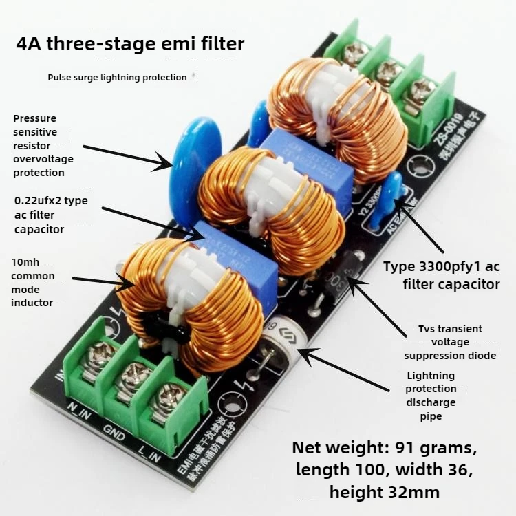 パルスサージ雷保護 EMI フィルタリングモジュール AC 220V 110V 抗干渉 EMC FCC パワーフィルター