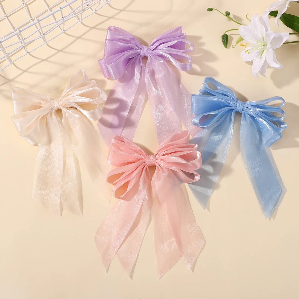 1 قطعة مشبك شعر الأورجانزا الأسود للفتيات القوس الكبير ذيل حصان Hairgrip الحلو بارد إكسسوارات الشعر هدايا غطاء الرأس