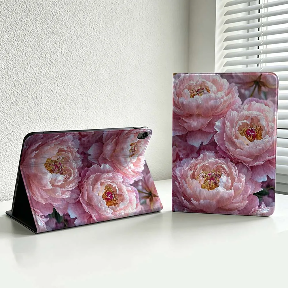 Pink Peony Flowers For iPad Pro Air mini 7 6 5 4 3 2 1 9gen M5 M4 11th 10th A17 Pro A16 Soft Inch Tablet Case Cover