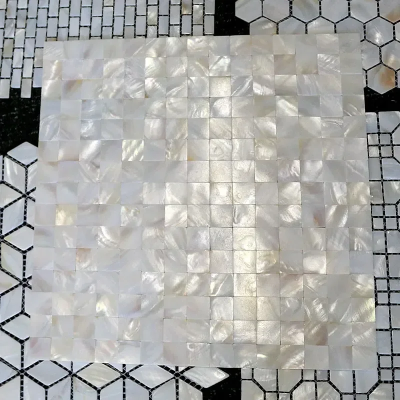 

4PCS 30x30cm Mother of Pearl Shell Natural White Mosaic Tile Wall Backsplash Bathroom Tiles Sheet, DIY Cabinet Closet Furnitures