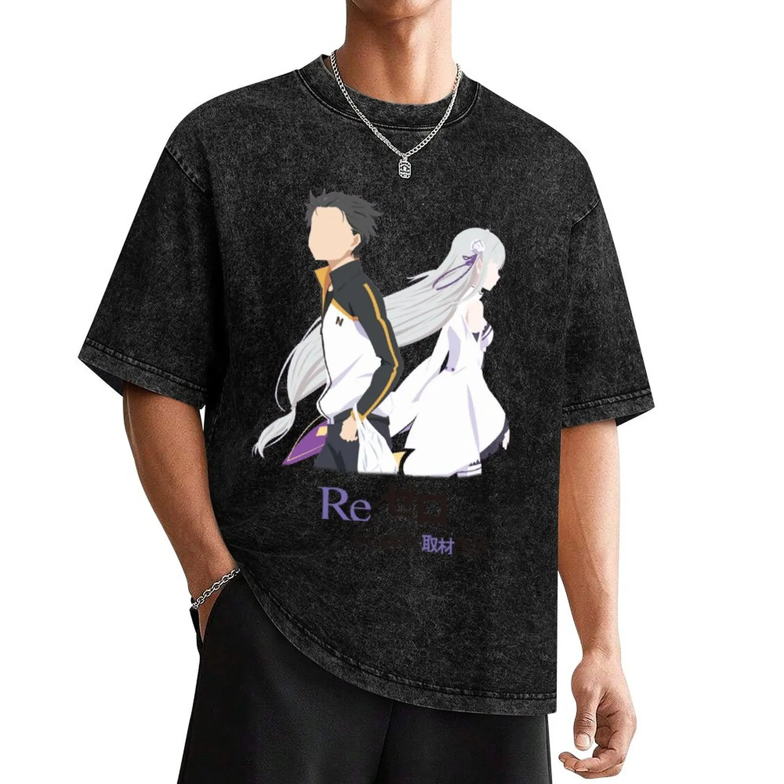 Re:Zero Sub and Emi Minimalist T-Shirt anime tshirt tees baggy shirts plus sizes luxury clothes men