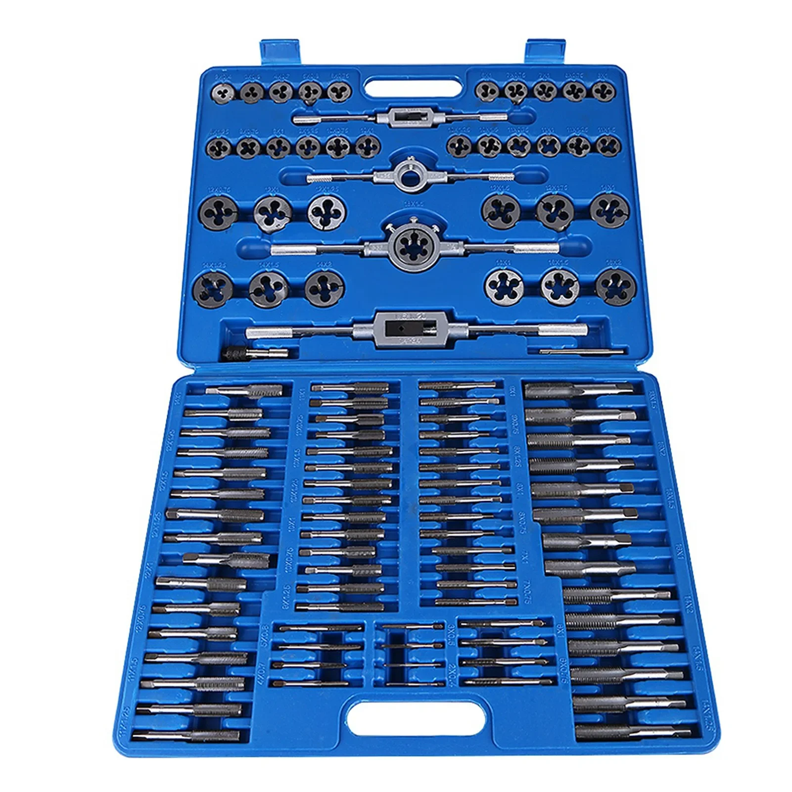 110pcs/set M2‑M18 Screw Nut Thread Taps Dies With Wrench Handle Heavy Duty Hand Tool Kit