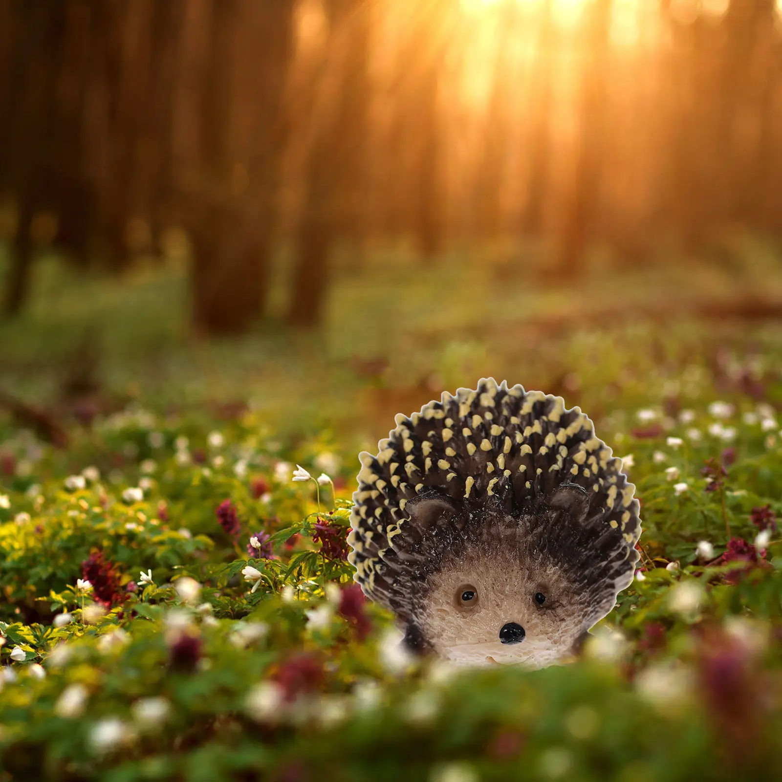 2Pcs Plastic Hedgehog Garden Statue Miniature Decoration Outdoor Ornament for Potted Plants Micro Landscape Small Garden