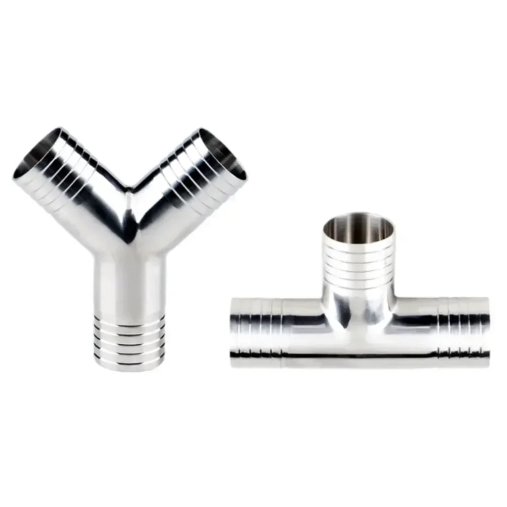 8 12.7 16 19 25 32 38 45 51 -108 Mm Sus 304 316 Stainless Steel Hose Barb Y Shape Tee 3 Ways Sanitary Pipe Fitting Connector
