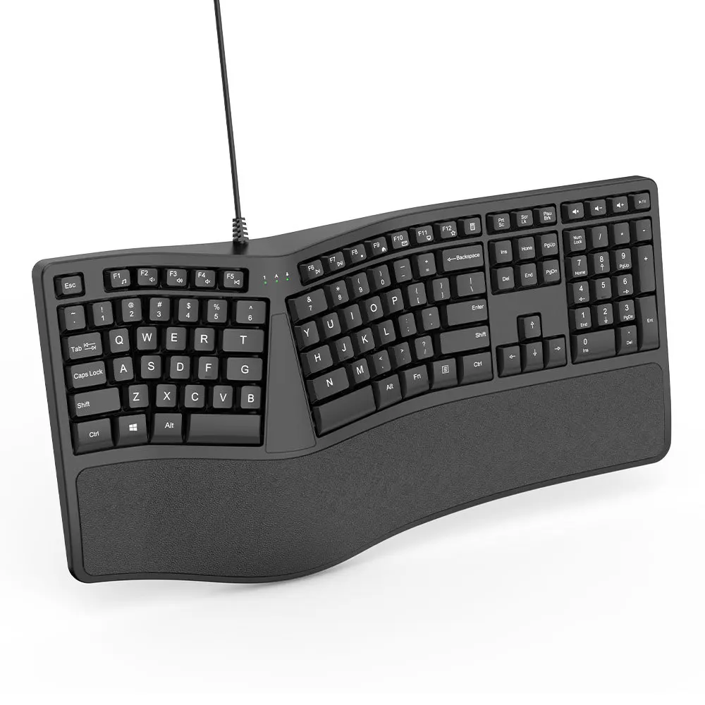 

Ergonomic Keyboard with Cushioned Wrist Rest USB Wired Keyboard Laptop Office Keyboard for Microsoft Ergonomic Keyboard