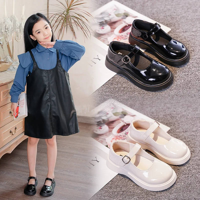 2025 جديد الأميرة حذاء مسطح للأطفال لفتاة أسود ماري جين المتسكعون أحذية رياضية أطفال أحذية الحفلات طالب أحذية من الجلد 6 سنوات